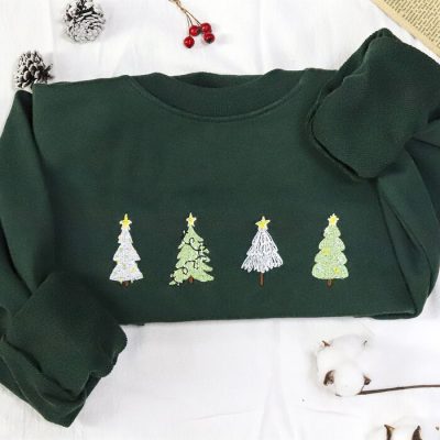 Christmas Tree Embroidered Sweatshirt